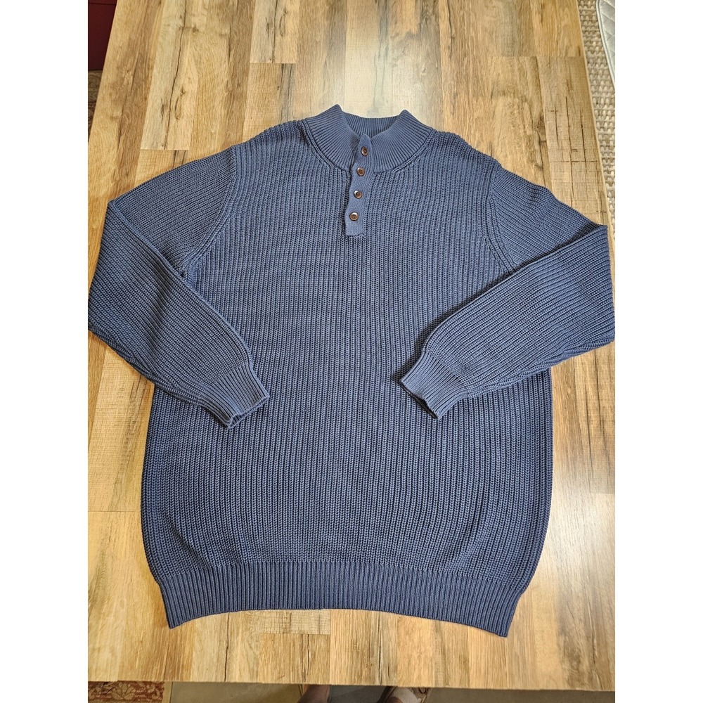 L.L Bean 100% Cotton Fisherman Sweater Men's Size 2XL Tall Navy Blue EUC